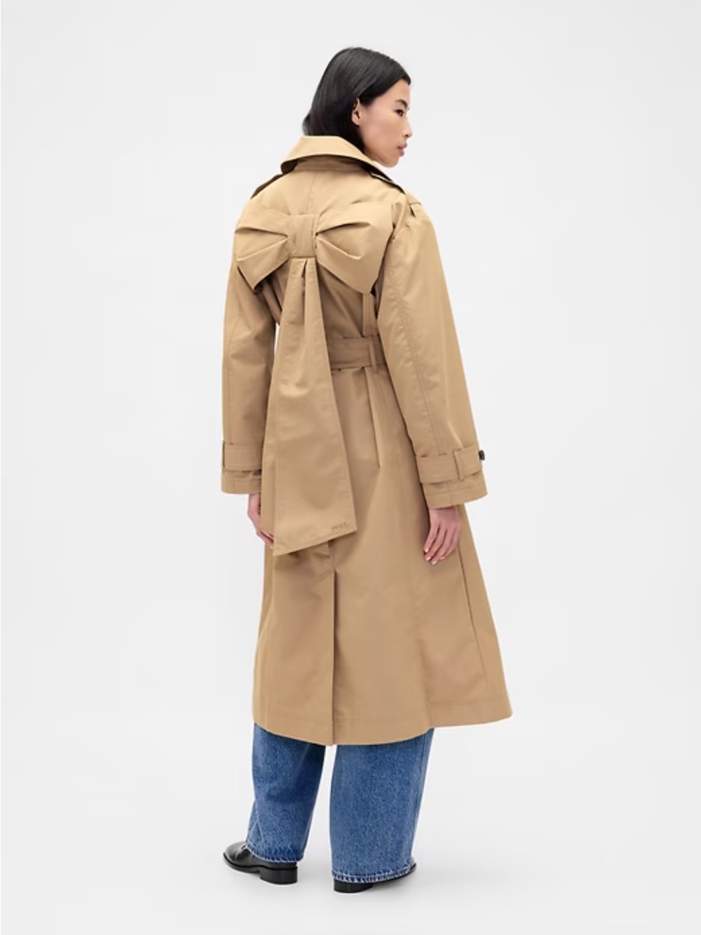 BNWT Sandy Liang x GAP Classic Tan Trench Coat with Bow Back